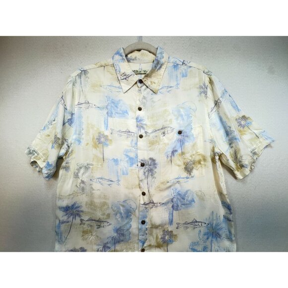 Batak Bay Mens Hawaiian Button Up Shirt Size M Tropical Short-Sleeve - Picture 4 of 12